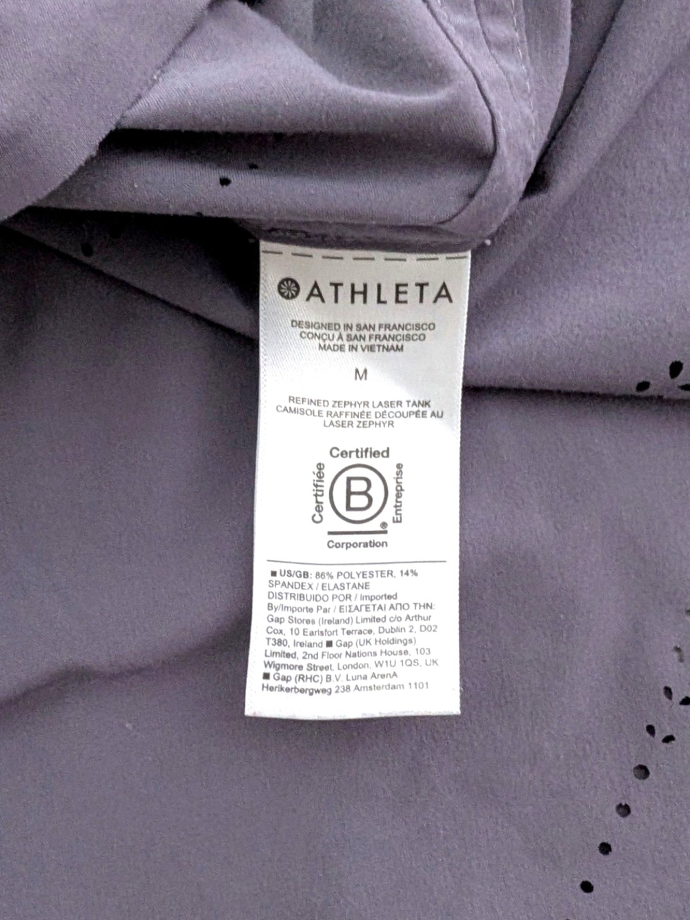 Athleta Zephyr Refined Tank Cami Top  Sz M Dusk Violet Purple Laser Cut - Picture 4 of 7